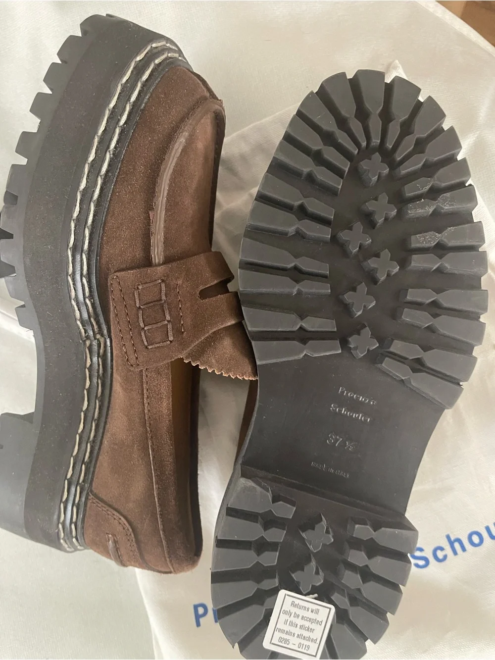 Proenza Schouler Brown Suede Penny Loafers NWOT